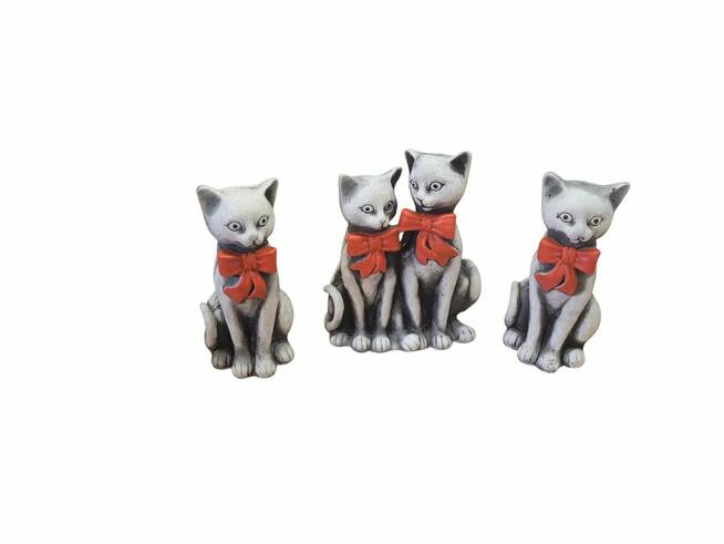 Komplet figurek dekoracyjnych kotki gipsowe Kot Kotki