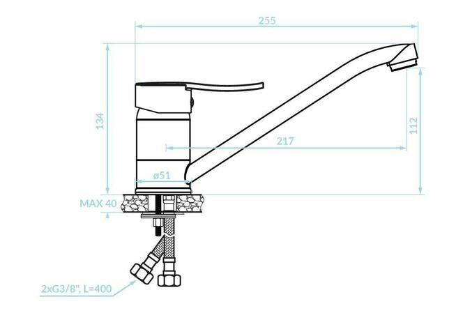 Bateria zlewozmywakowa stojąca z ruchomą wylewką Czarna
