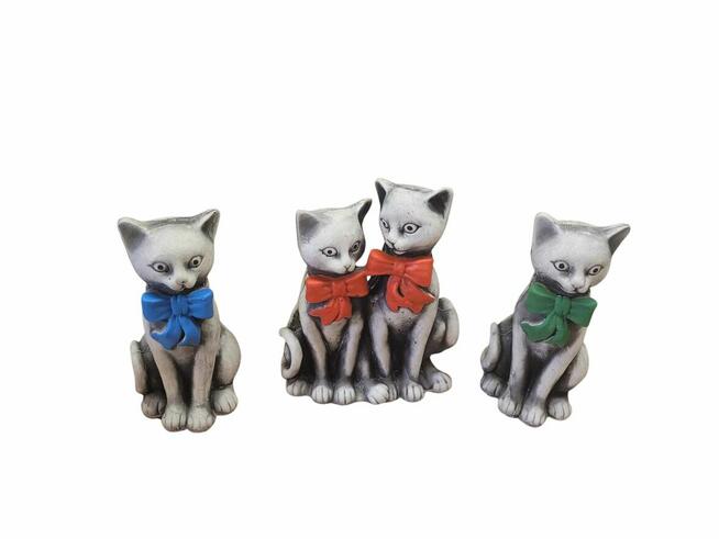 Komplet figurek dekoracyjnych kotki gipsowe Kot Kotki