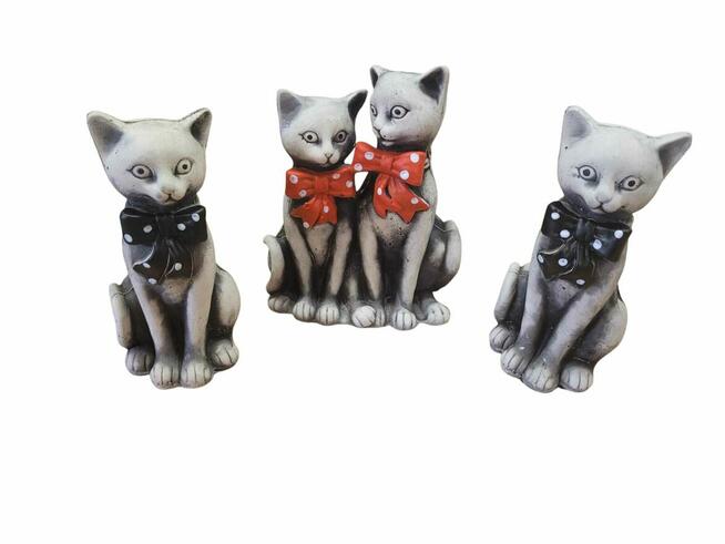 Komplet figurek dekoracyjnych kotki gipsowe Kot Kotki