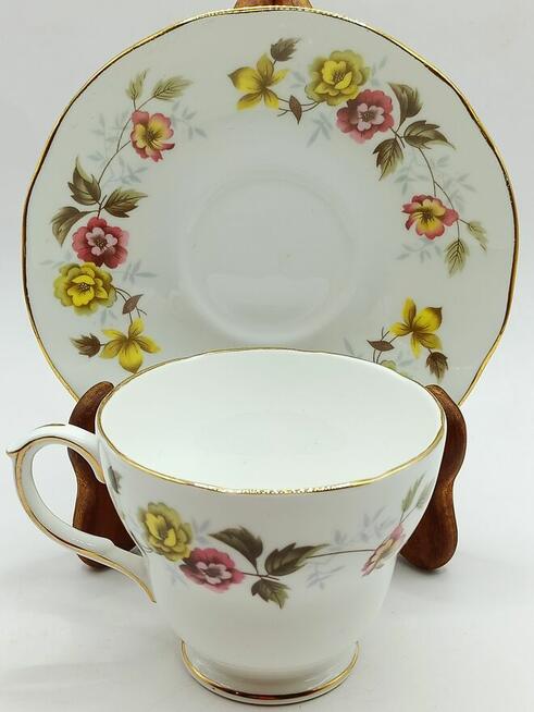 Vintage Filiżanka ze spodkiem porcelana kostna DUCHESS Roman
