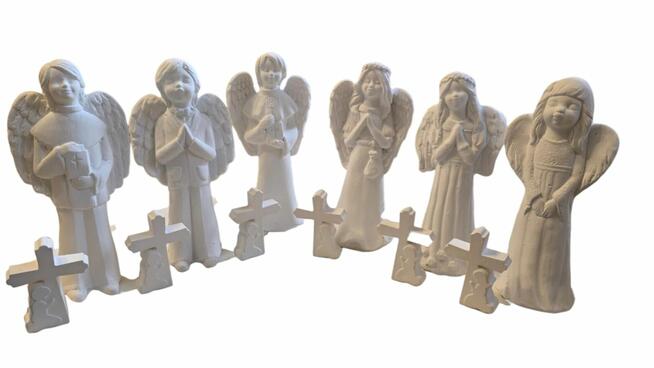 Aniołek komunijny anioł gipsowy Komunia prezent upominek