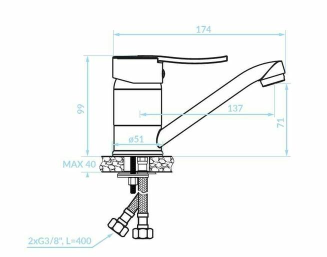 Bateria umywalkowa stojąca z ruchomą wylewką Czarna