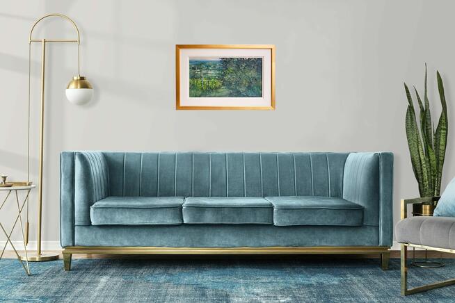 Jacek Kośmiński, sad, pejzaż, obraz olejny na płótnie