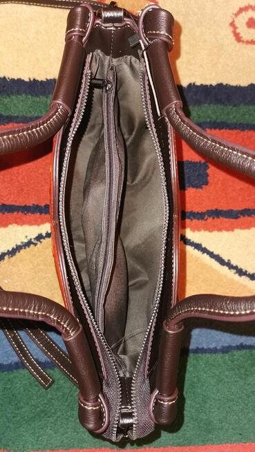 Piękna Damska Torebka Skórzana We Wzór Kwiatów 3D SKÓRA NATU