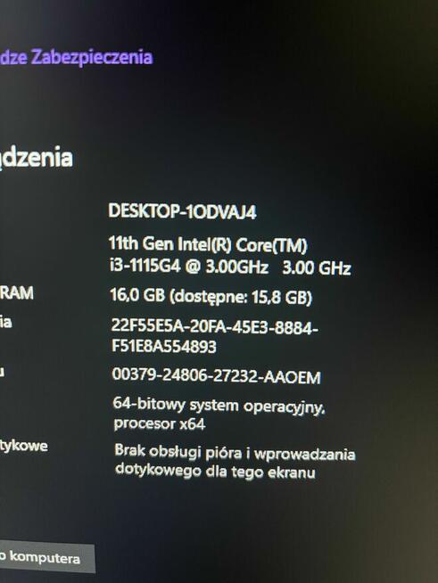 Komputer ACER VERITON EZ2740G i3-1115G4 11th 3.00GHz 16GB RA