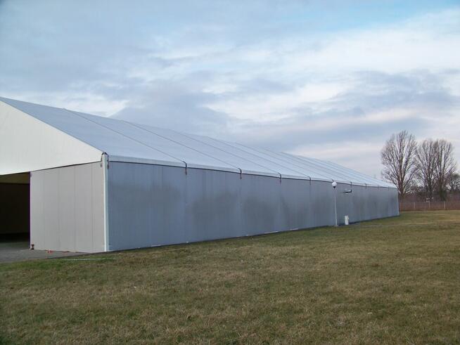 Hala namiotowa konstrukcja aluminiowa dwuspadowa 25x50x4m