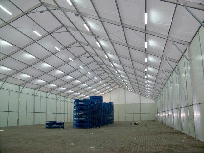 Hala namiotowa konstrukcja aluminiowa dwuspadowa 25x50x4m
