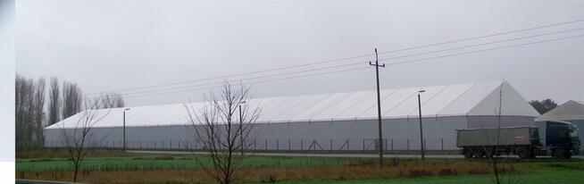 Hala namiotowa konstrukcja aluminiowa dwuspadowa 25x50x4m