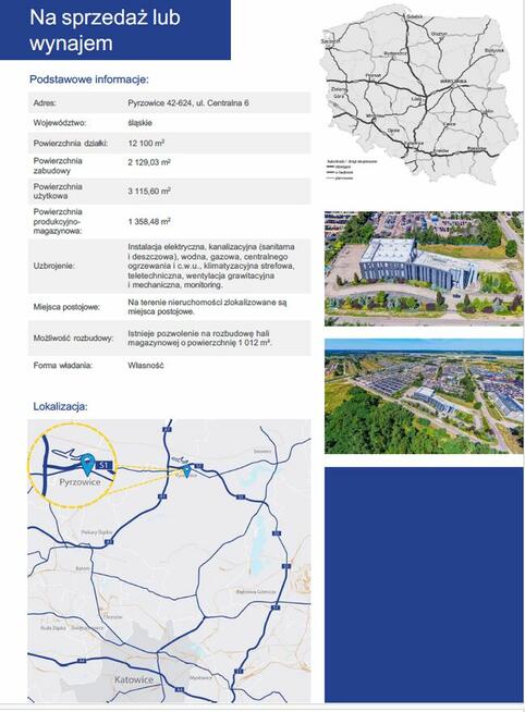 Nieruchomość magazynowo produkcyjna, Pyrzowice 42-624