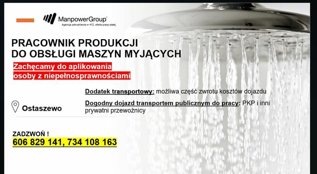 Pracownik obsługi maszyn myjących (również z orzeczeniem)