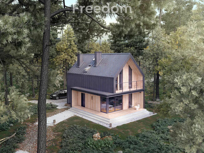 Działka w otoczeniu lasu z rozpoczętą budową