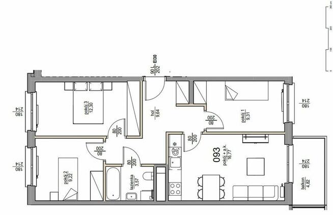 Nowoczesne 4 pokojowe mieszkanie z balkonem