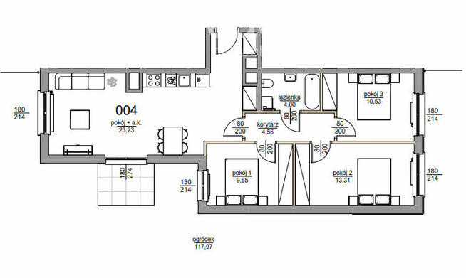 Nowoczesne 4 pokojowe mieszkanie z ogródkiem