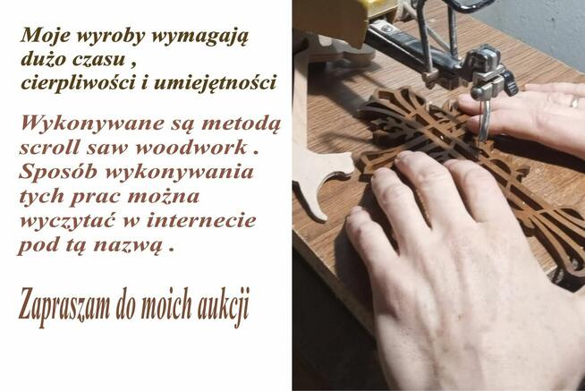 Krzyż drewniany na ścianę prosty ręcznie wycinany