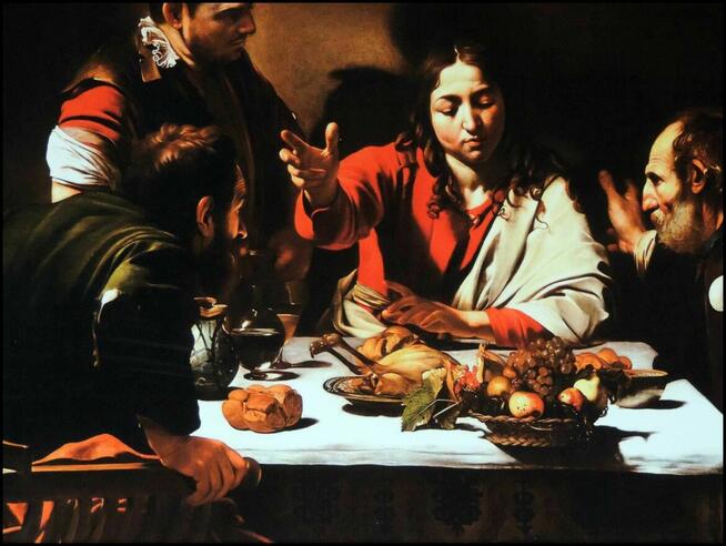 Obraz na płótnie - Caravaggio, Wieczerza w Emaus, 45x65cm