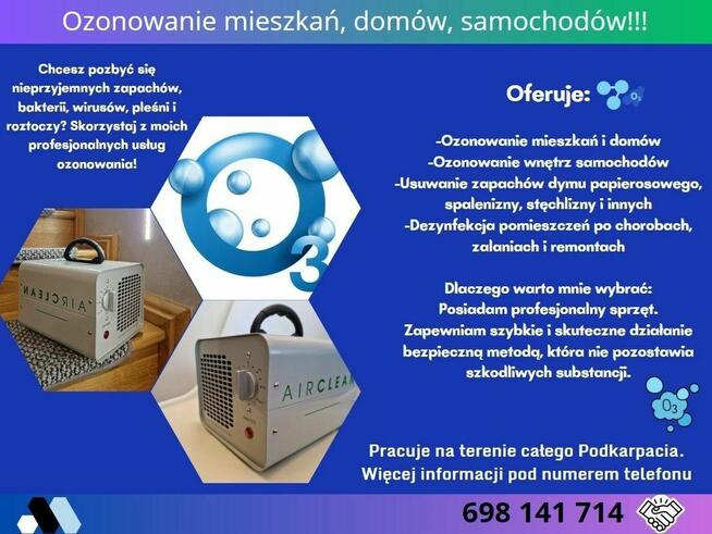 Ozonowanie mieszkań, domów, samochodów!!!