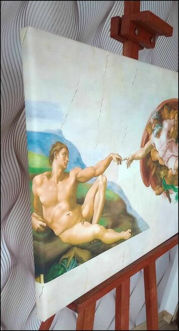 Obraz na płótnie - Stworzenie Adama - Michał Anioł, 45x65cm