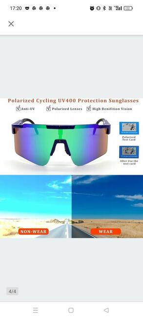 OKULARY ROWEROWE/SPORTOWE PRZECIWSŁONECZNE UV400
