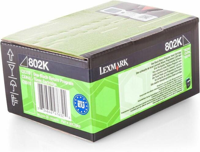 Czarny Toner Lexmark 80C20K0 802K Black 1 000 stron Oryginal