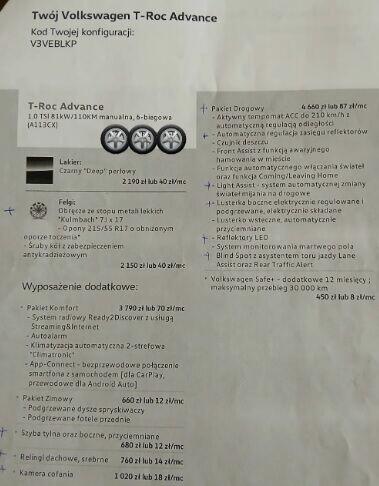 VOLKSWAGEN T-ROC Advance 07.2021. Pierwszy właściciel