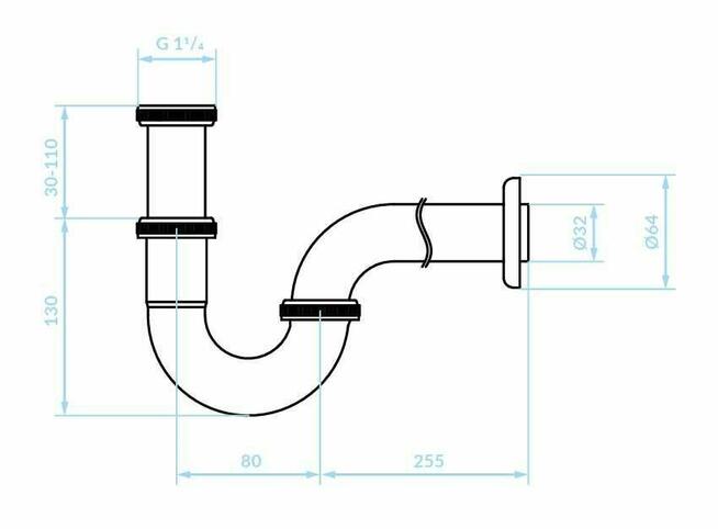 Syfon umywalkowy rurowy, stal nierdzewna, chrom Nowy