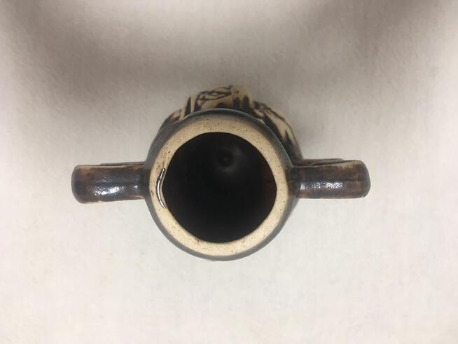 Stary bukłak karafka Lew porcelit kamionka i gratis