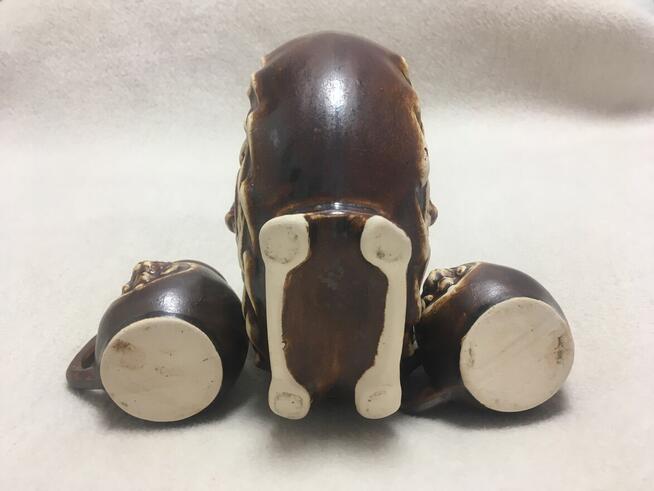 Stary bukłak karafka Lew porcelit kamionka i gratis