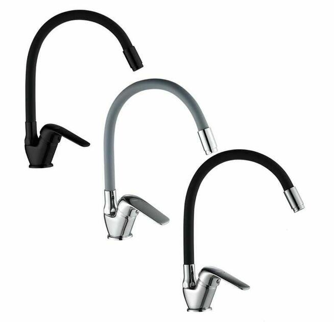 Bateria zlewozmywakowa z elastyczną wylewką Nowa Czarna