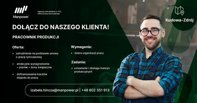 Monter/Operator maszyn/Pracownik produkcji od zaraz!