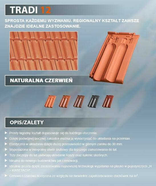 Dachówka ceramiczna niemiecka BOGEN płaska falista marsylka