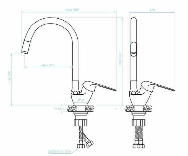 Bateria zlewozmywakowa z elastyczną wylewką Nowa Czarna
