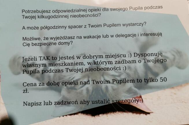 Zaopiekuję się Twoim zwierzęciem :)