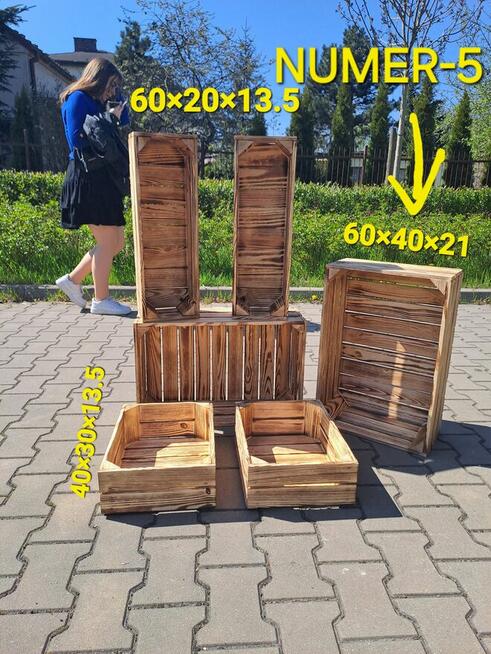 Skrzynka drewniana uniwersalna NUMER-5 opalana szlifowana