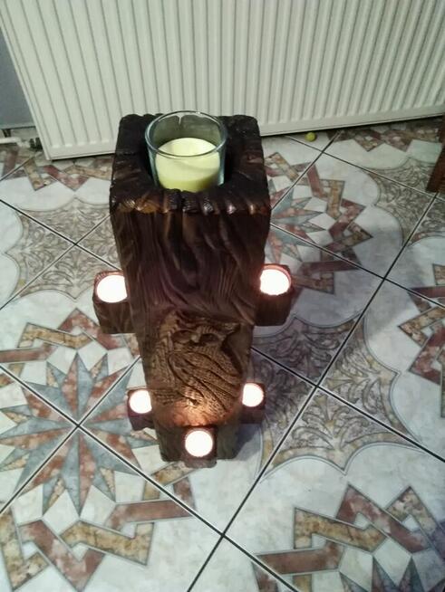 Lampion jako kominek.