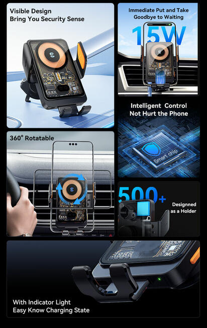 ESSAGER T11 Uchwyt / ładowarka bezprzewodowa samochodowa