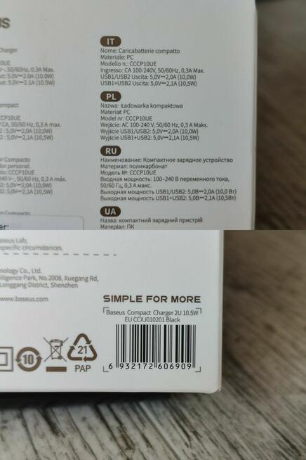 Ładowarka sieciowa / Zasilacz / Baseus Compact Charger 2U
