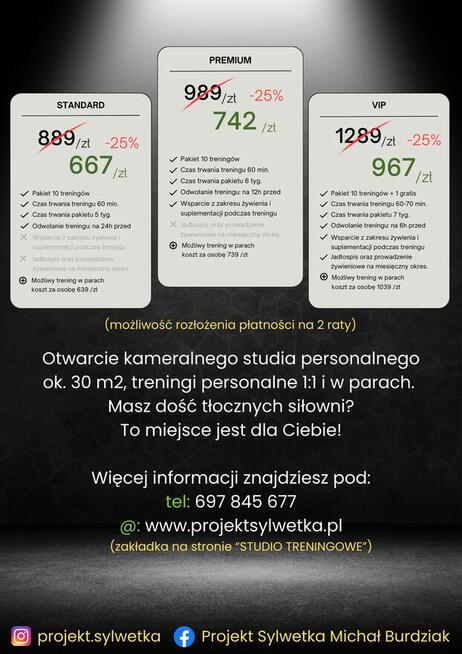 Pierwsze kameralne STUDIO TRENINGOWE w Pile !