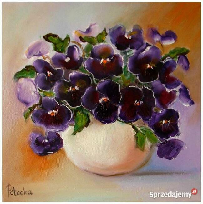 Bratki obraz olejny 25cm-25cm dostępny