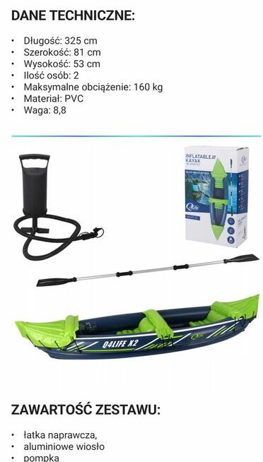 Kajak 2 osobowy nowy dmuchany