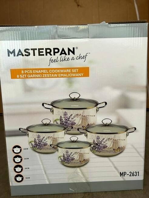 Zestaw garnków emaliowanych w,,lawende,,