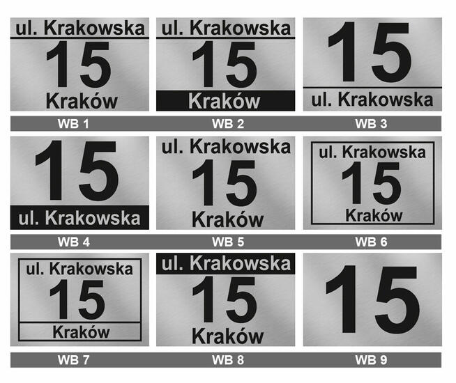 TABLICA tabliczka ADRESOWA Z NUMEREM domu i ulicą 9 wzorów