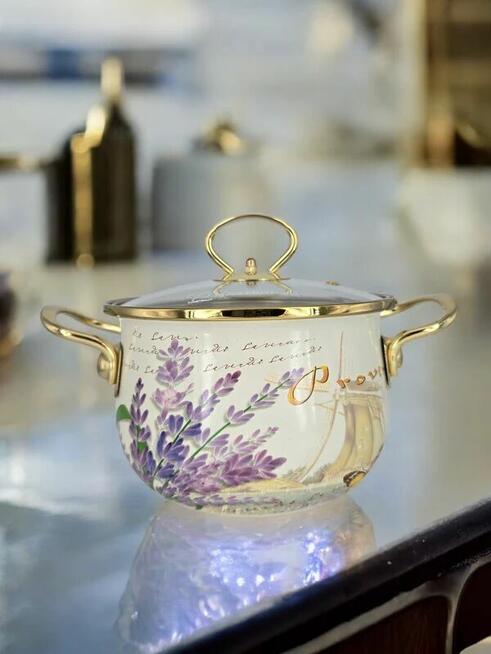 Zestaw garnków emaliowanych w,,lawende,,