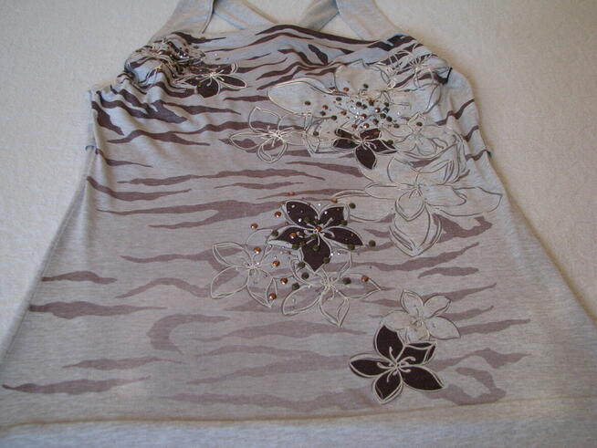 Elegancka koszulka bluzka na szelkach rozm. M cekinki panter