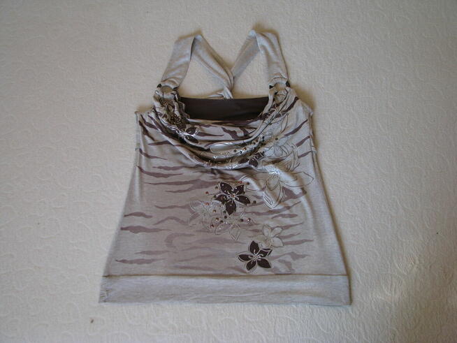 Elegancka koszulka bluzka na szelkach rozm. M cekinki panter