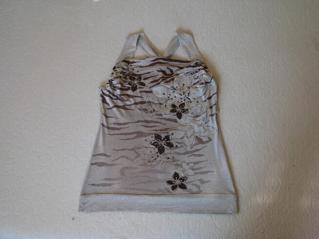 Elegancka koszulka bluzka na szelkach rozm. M cekinki panter