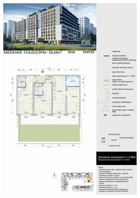 3 pak inwestycyjny wysokość 3,48m ogród bez PCC