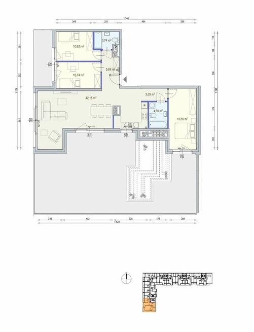 Naożny apartament z wielkim tarasem