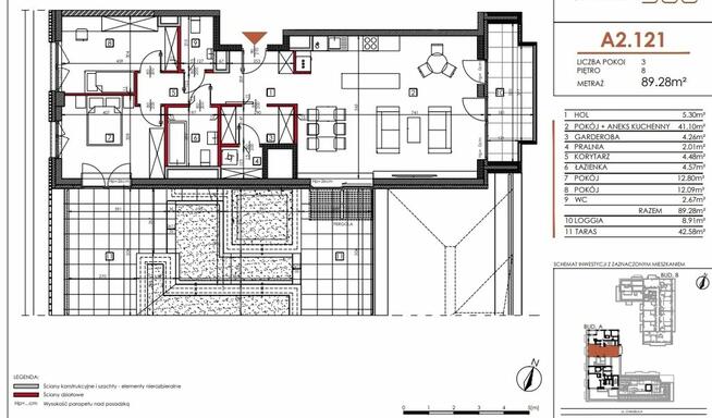 Apartament z tarasem 40m2 z widokiem na PKin