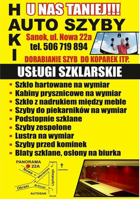 szklarz Sanok - kabiny prysznicowe , szkło do kuchni, lustra